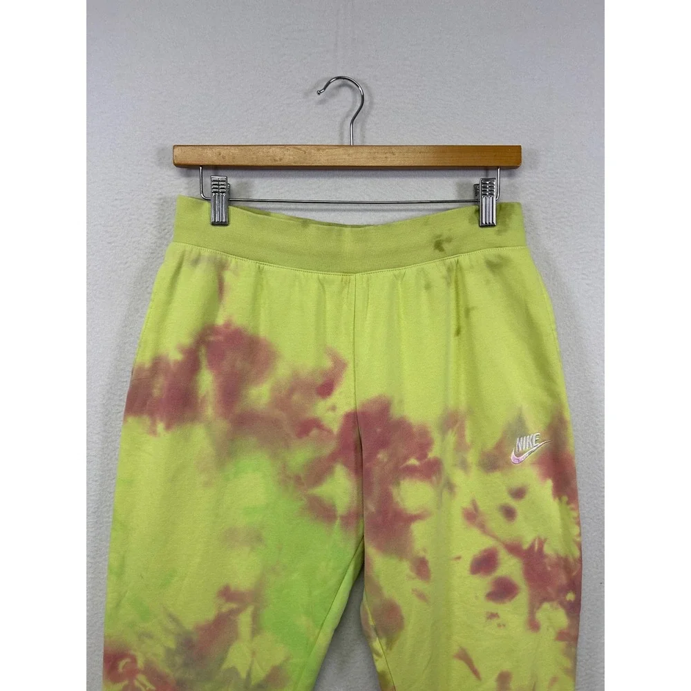 Nike Tie Dye Streetwear Joggers Womens XL Lime Green Berry Fleece Sweatpants